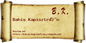 Bahis Kapisztrán névjegykártya
